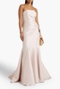 Strapless bow-detailed faille gown