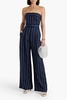 Chara strapless striped linen-blend wide-leg jumpsuit