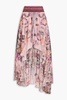 Crystal-embellished printed silk-chiffon skirt