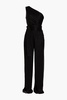 Romee one-shoulder metallic crinkled jersey wide-leg jumpsuit