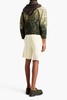 Satin-trimmed bleached wool and cotton-blend sweater