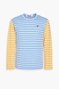 Appliquéd striped cotton-jersey T-shirt