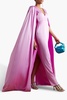 Hudson cape-effect satin-crepe gown