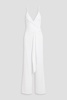 Dru wrap-effect stretch-crepe wide-leg jumpsuit