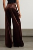 Rowe pleated stretch-velvet wide-leg pants