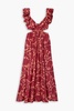 Tiggy cutout ruffled paisley-print silk midi dress