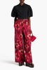 Clemence printed silk-twill wide-leg pants