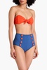 Poppy button-embellished bandeau bikini