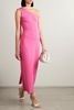 One-shoulder draped knitted maxi dress