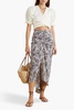 Pixie asymmetric printed stretch-silk georgette skirt