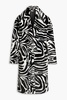 Zebra-print faux fur coat