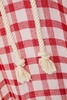 Gingham linen-blend gauze hooded kaftan