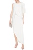 Asymmetric draped satin maxi dress