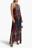 Embellished printed silk-chiffon maxi dress