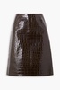 Wile glossed croc-effect leather skirt