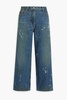 Cropped painted high-rise wide-leg jeans