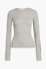 Cutout mélange ribbed cotton-jersey top