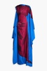 Senvu draped printed silk-twill maxi dress