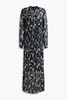 Calista shirred metallic floral-print chiffon maxi dress