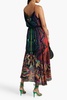 Asymmetric printed silk-chiffon midi wrap dress