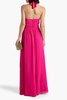 Ally ruched georgette halterneck maxi dress