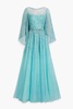 Hestia cape-effect embellished tulle gown