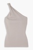 Esuna one-shoulder twisted ribbed stretch-cotton tank