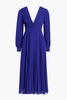 Pleated-chiffon midi dress