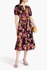 Lindy pleated floral-print midi dress