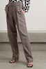 Pleated houndstooth wool-blend tapered pants