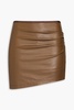 Ruched faux leather mini skirt