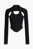 Modular cutout ribbed stretch-cotton jersey bustier top