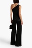 Romee one-shoulder metallic crinkled jersey wide-leg jumpsuit