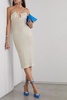 Cutout metallic stretch-jersey midi dress