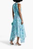 Irina belted printed silk-georgette maxi dress