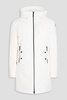 Appliquéd shell hooded down coat