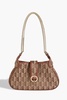 Leather-trimmed jacquard shoulder bag