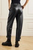 Cropped leather tapered pants