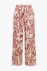 Printed silk-satin wide-leg pants