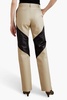 Two-tone leather straight-leg pants