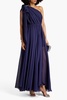 Altheda one-shoulder bow-embellished crepon gown