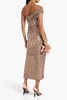 Zay one-shoulder ruched sequined jersey midi dress