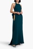 Bow-detailed scuba halterneck gown