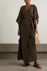 Chumuk leather-trimmed frayed cotton-gauze kaftan