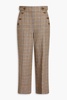 Hunter cropped Prince of Wales checked cotton and linen-blend wide-leg pants