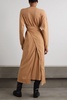 Shaw ribbed cotton wrap midi dress