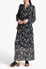 Calista shirred metallic floral-print chiffon maxi dress