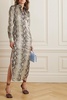 Ione snake-print satin maxi shirt dress