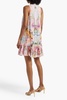 Crystal-embellished printed silk-georgette mini dress