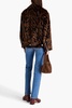 Leana zebra-print faux fur biker jacket